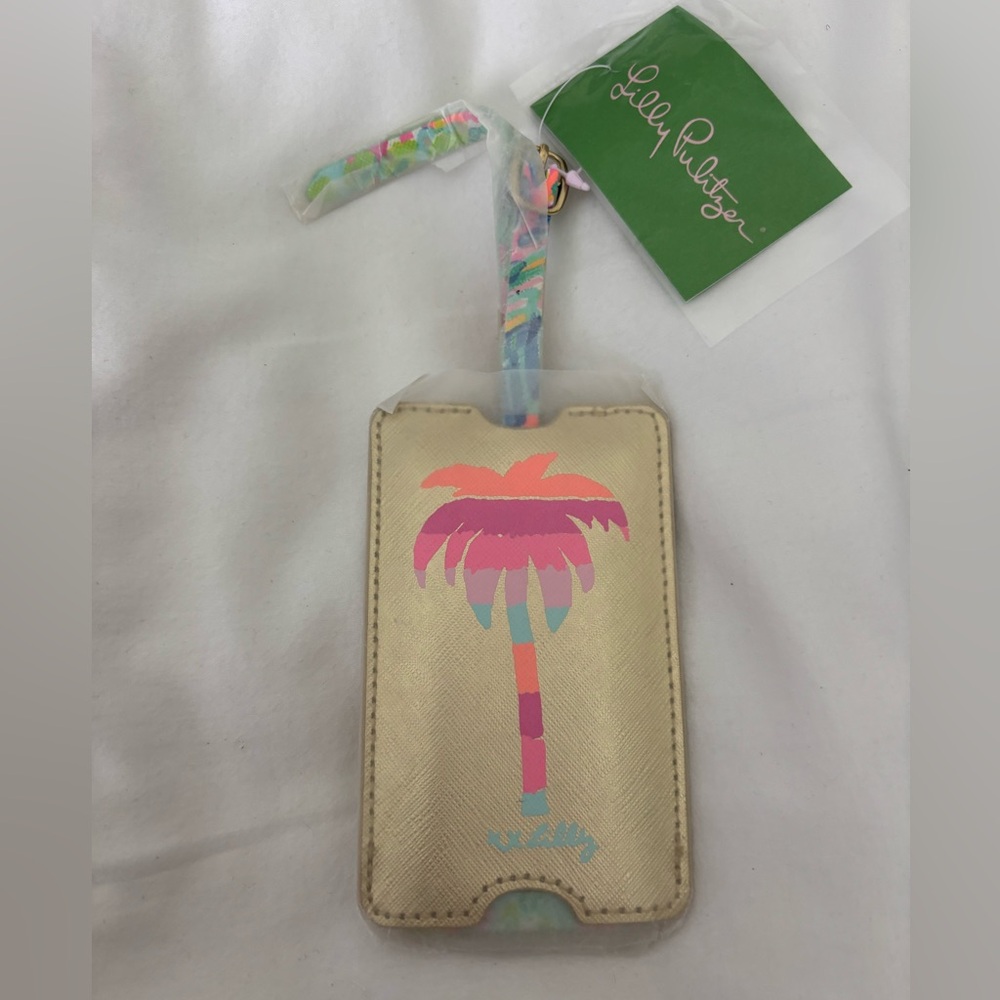 Lilly Pulitzer Gold and Pink Palm Tree Luggage Tag
